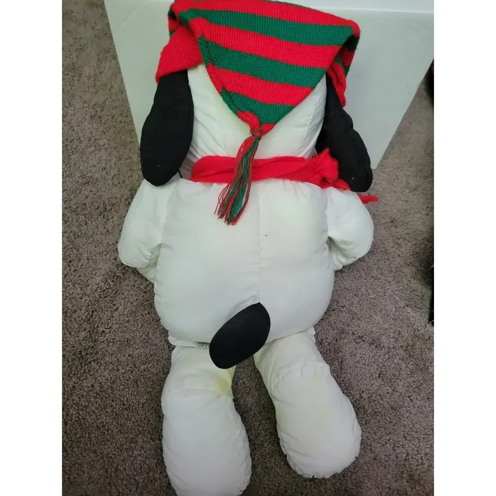 Peanuts Vintage Large 21” Snoopy Plush United Feature Syndicate Red Scarf & Hat